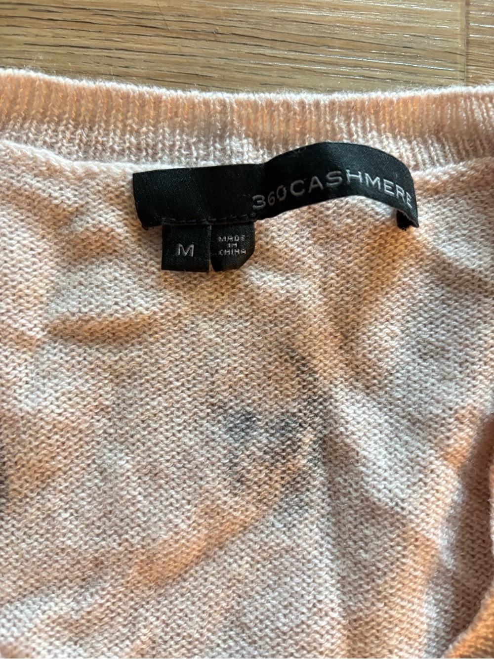 360 Cashmere Light Pink Crewneck Sweater with Subtle Heathering skull - Picture 5 of 9